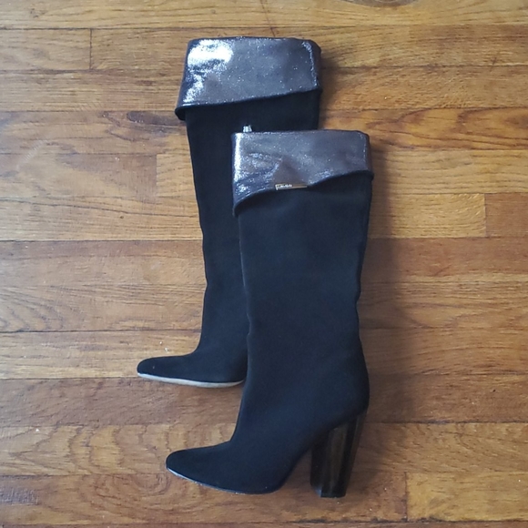 Calvin Klein Suede Convertible Knee High Boots - Picture 12 of 16